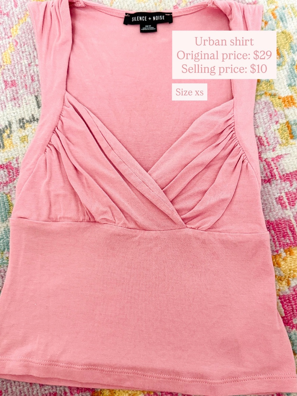 silence + noise dusty pink crossover V-neck tank